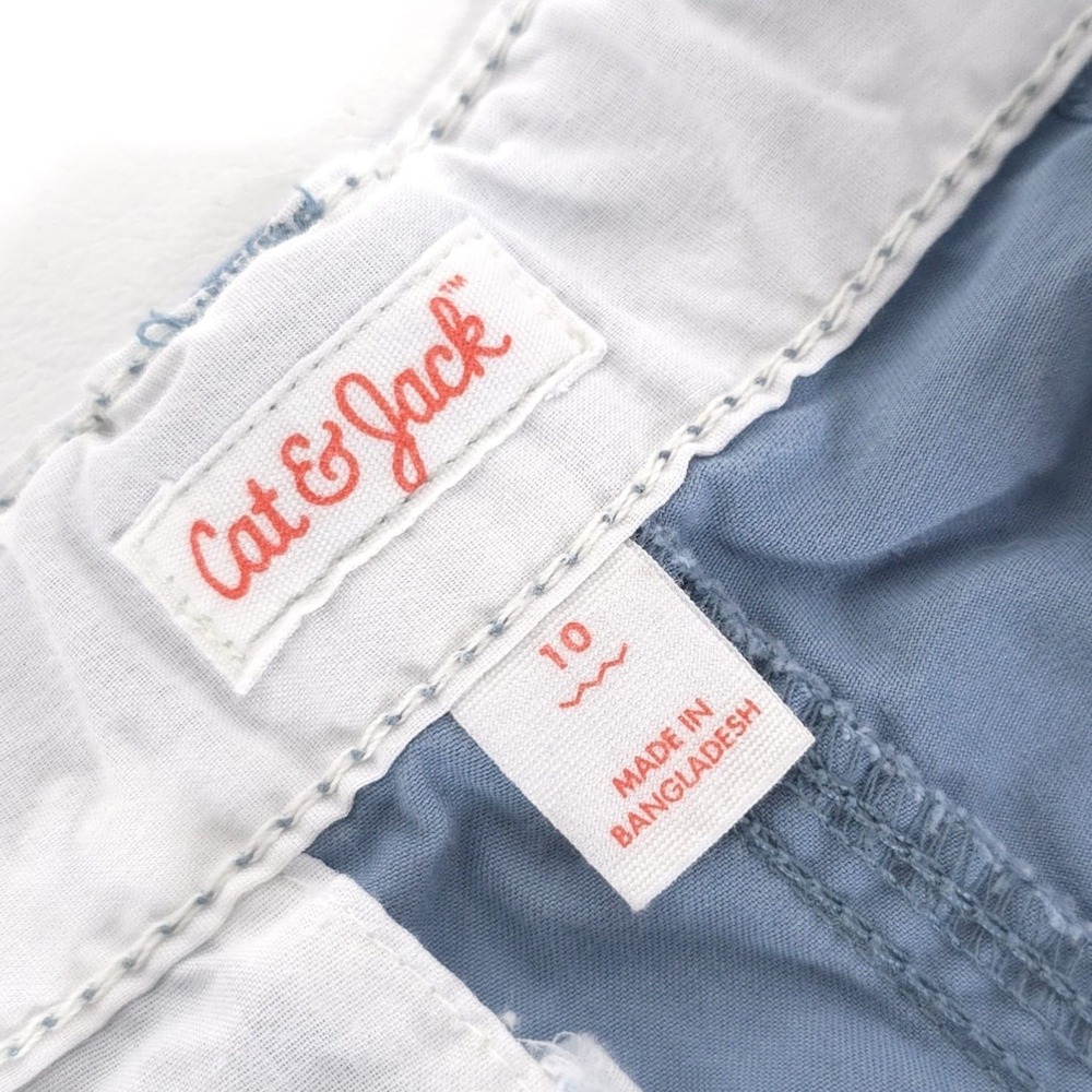 CAT & JACK Chino Shorts Size 10 Boys Kids 100% Cotton Blue Comfort Pockets - Picture 2 of 10